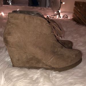 Brown bootie wedges